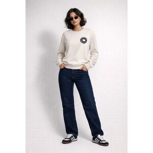 Alexa Chung AC World Travel Rabbit Logo Cotton Sweatshirt Ecru Small